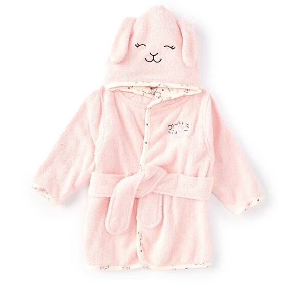Little Me Other - Little Me Baby Girls Long Sleeve Bunny Face Hooded Robe - Size 0-9M